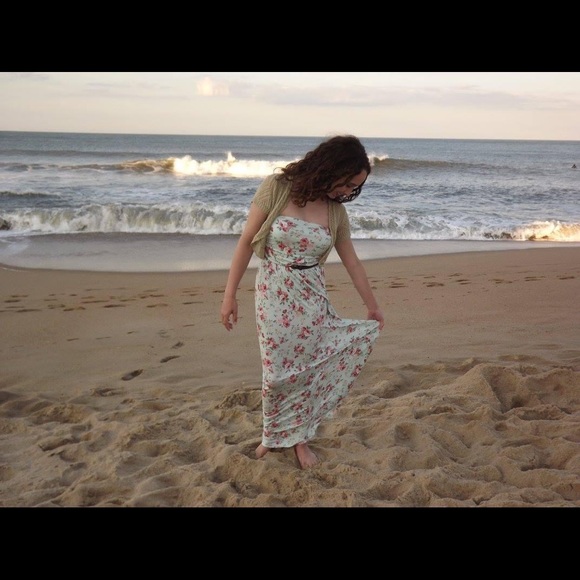 iris Mint Green Pink Floral Rose Strapless Maxi/Sundress Women’s SMALL - Picture 13 of 14